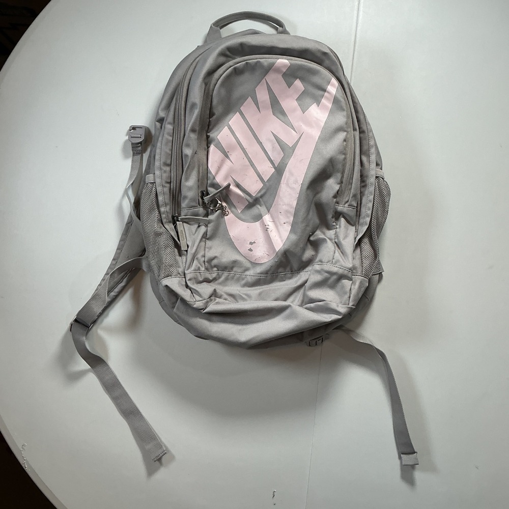 Nike Heritage Backpack Grey Pink Swoosh Large School Gym Bag Unisex OS